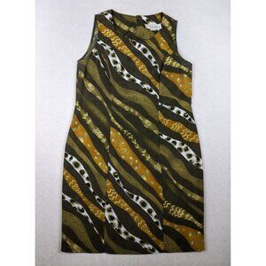 PIACERE - WOMEN'S GREEN PRINT SLEEVELESS SHEATH DRESS - SIZE 12